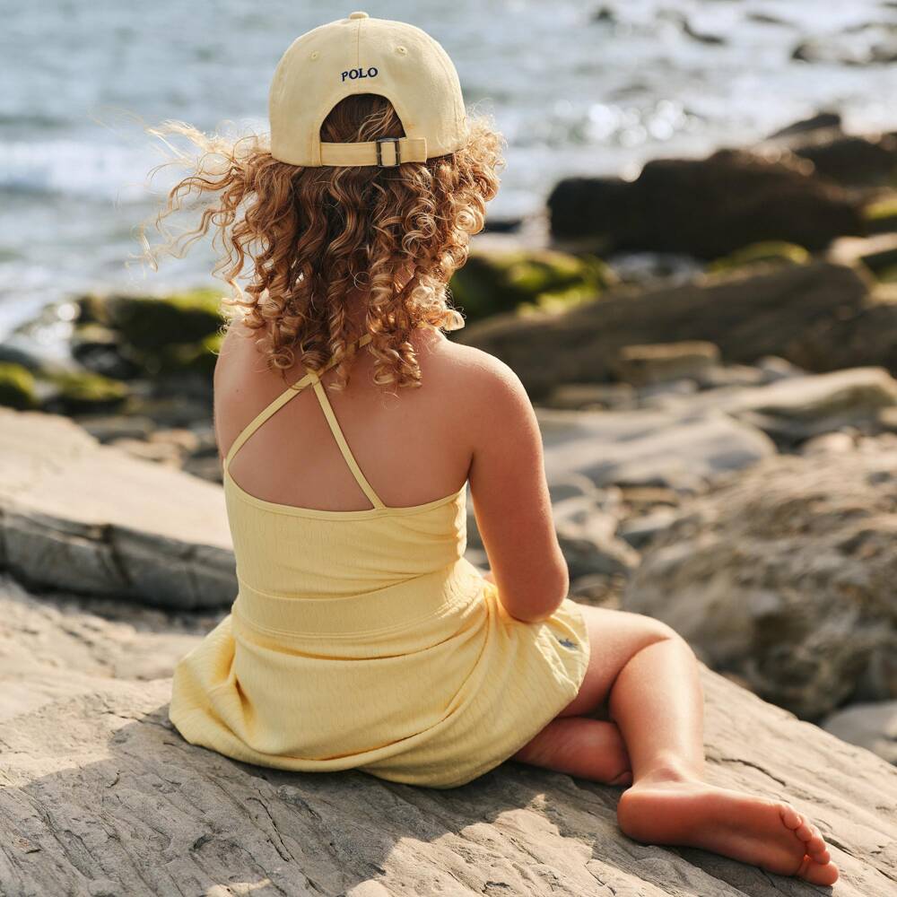 Ralph Lauren-Girls Yellow Mini-Cable Beach Skirt | Childrensalon