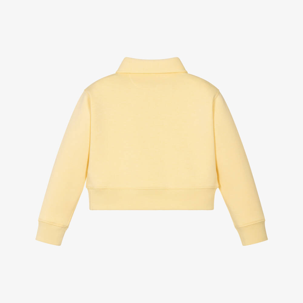 Ralph Lauren-Girls Yellow Quarter-Zip Jersey Sweatshirt | Childrensalon