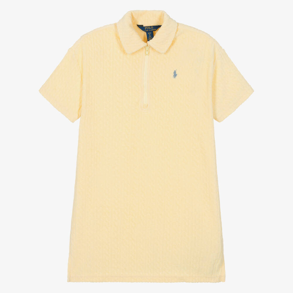 Ralph Lauren-Girls Yellow Towelling Mini-Cable Beach Dress | Childrensalon