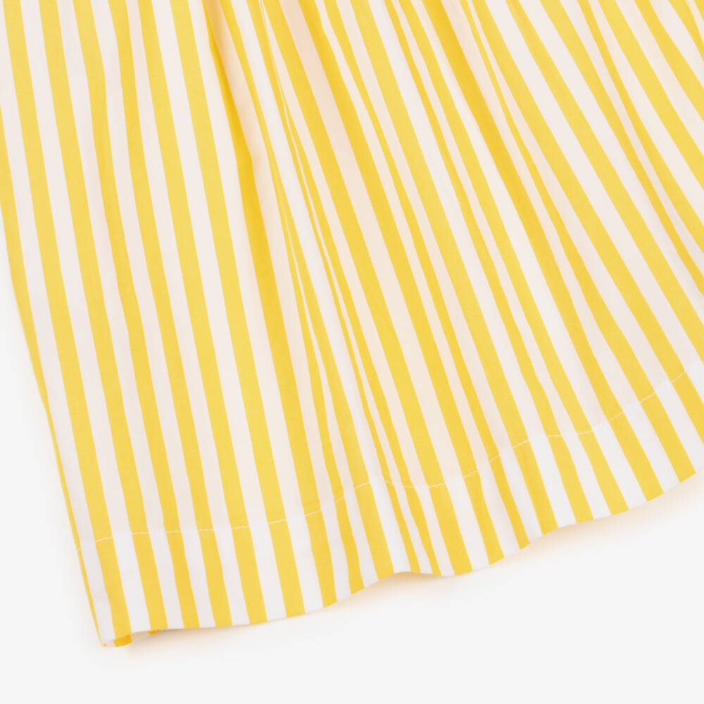 Ralph Lauren-Girls Yellow & White Striped Cotton Shirt Dress | Childrensalon