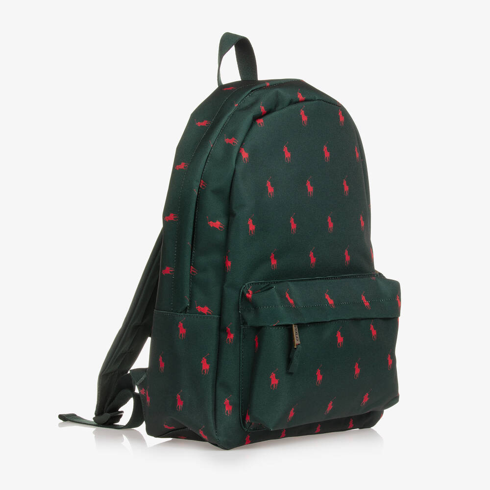 Ralph Lauren-Green Canvas Pony Backpack (44cm) | Childrensalon
