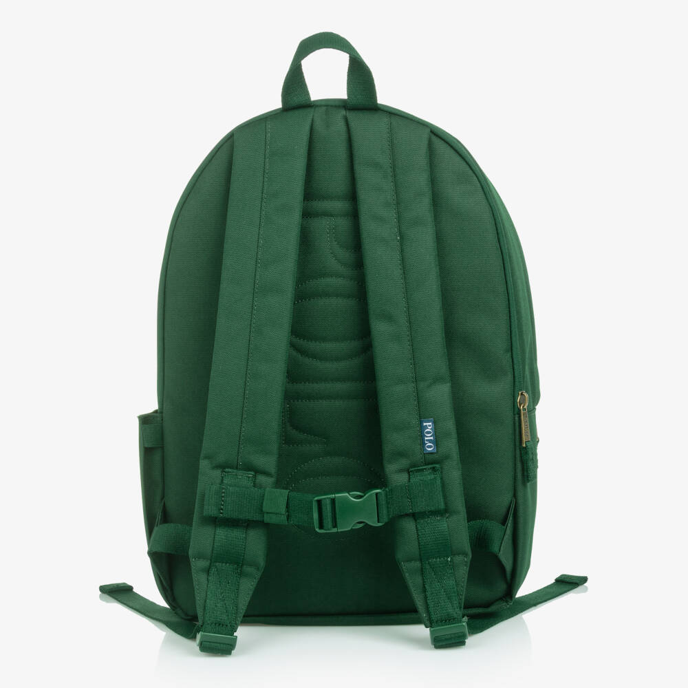 Ralph Lauren-Green Canvas Pony Logo Backpack (45cm) | Childrensalon