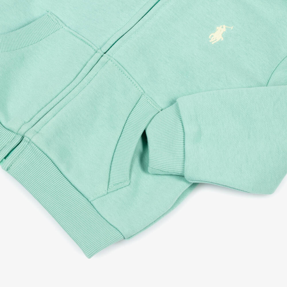 Ralph Lauren-Baby Boys Green Pony Logo Hooded Tracksuit | Childrensalon