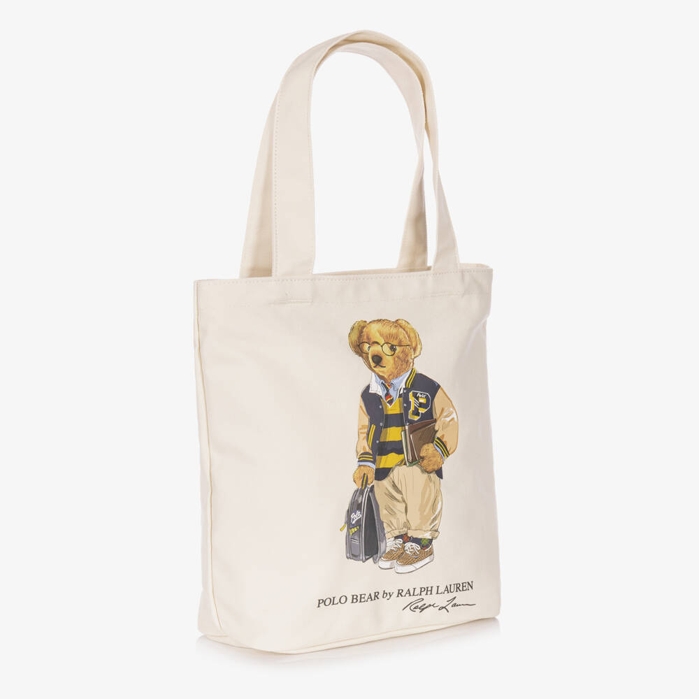 Ralph Lauren-Ivory Back To School Bear Tote Bag (35cm) | Childrensalon