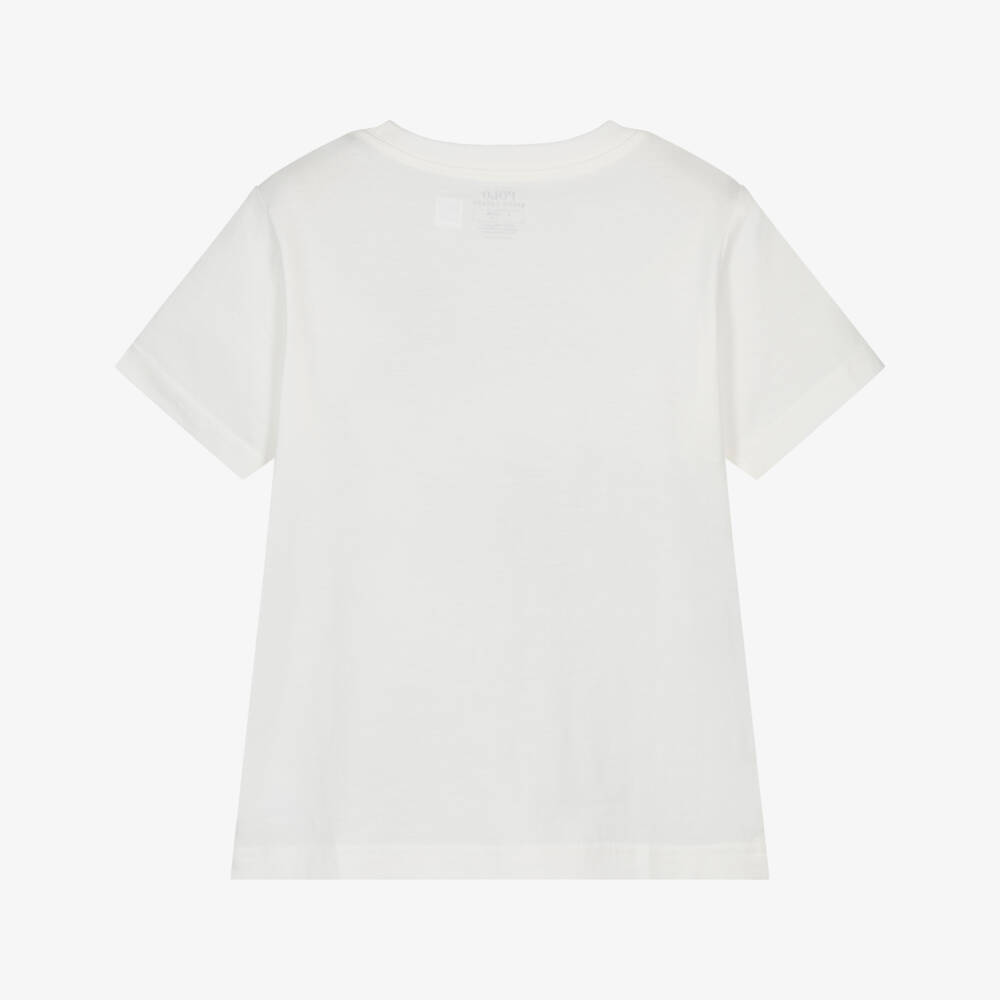 Ralph Lauren-Boys Ivory Cotton Big Pony Logo T-Shirt | Childrensalon