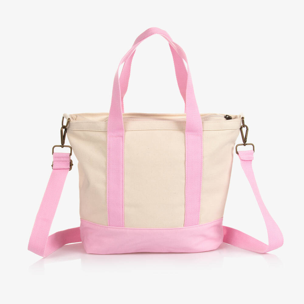 Ralph Lauren-Ivory & Pink Canvas Tote Bag (40cm) | Childrensalon