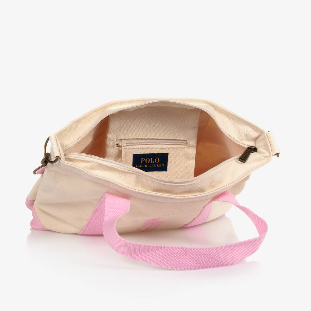 Ralph Lauren-Ivory & Pink Canvas Tote Bag (40cm) | Childrensalon