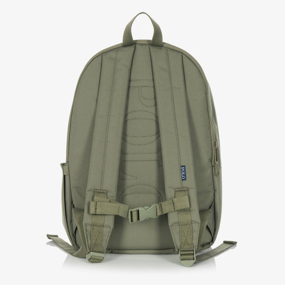 Ralph Lauren-Khaki Green Logo Backpack (44cm) | Childrensalon