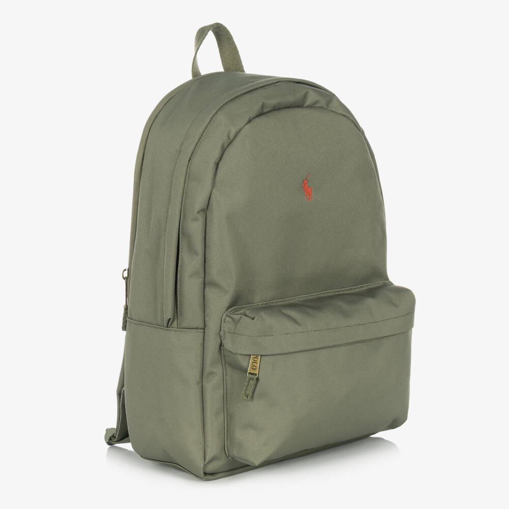 Ralph Lauren-Khaki Green Logo Backpack (44cm) | Childrensalon