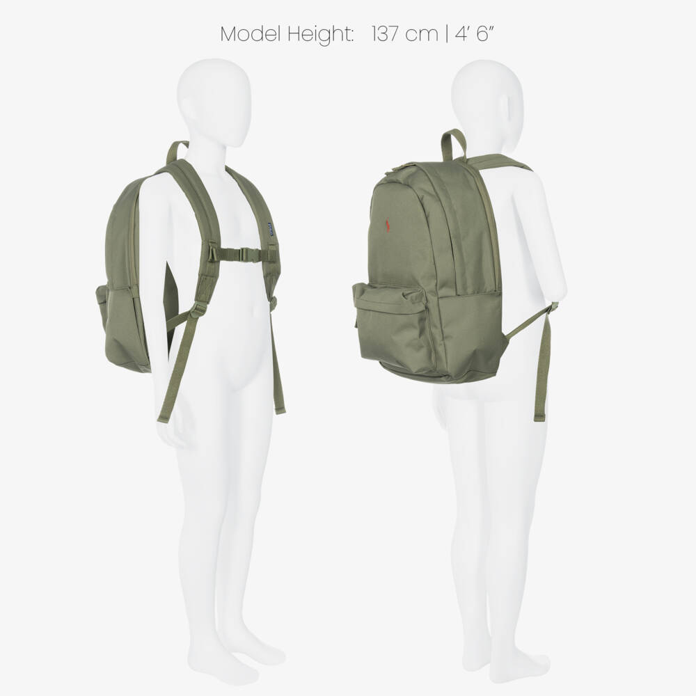 Ralph Lauren-Khaki Green Logo Backpack (44cm) | Childrensalon
