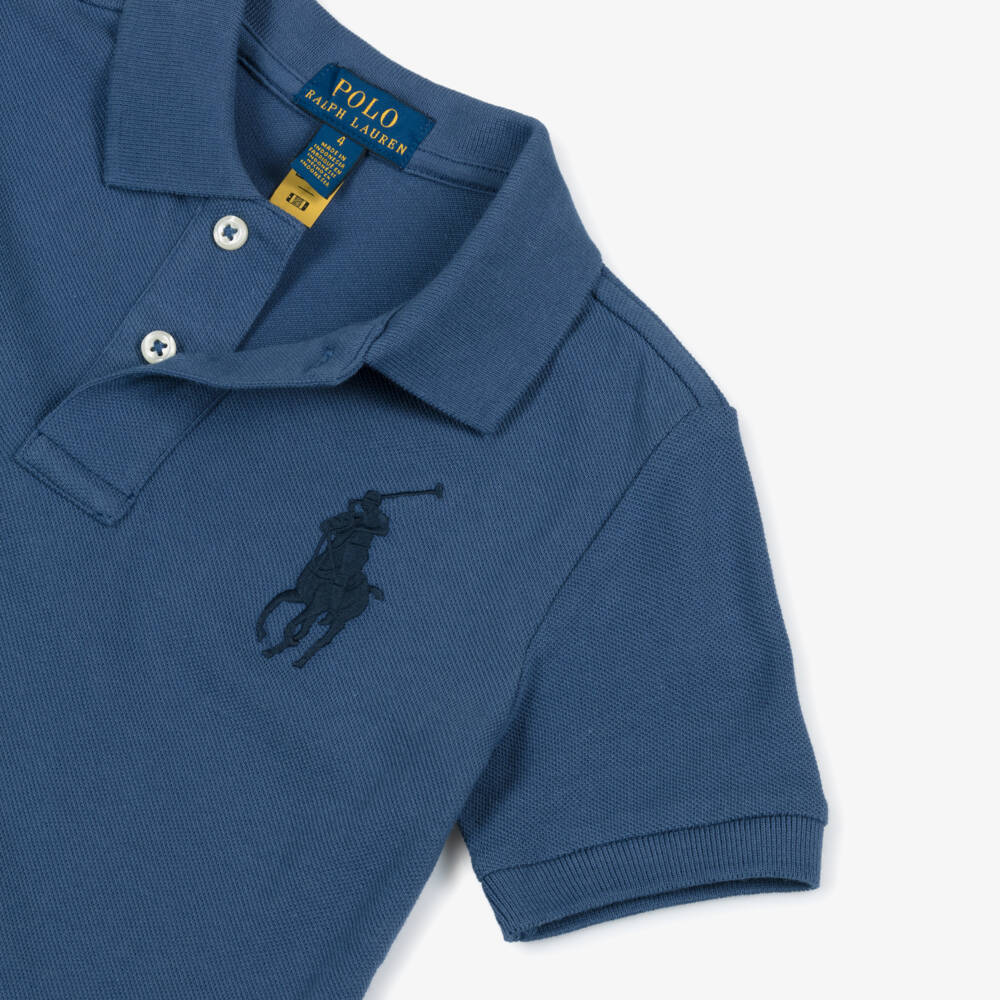 Ralph Lauren-Boys Navy Blue Big Pony Logo Polo Shirt | Childrensalon