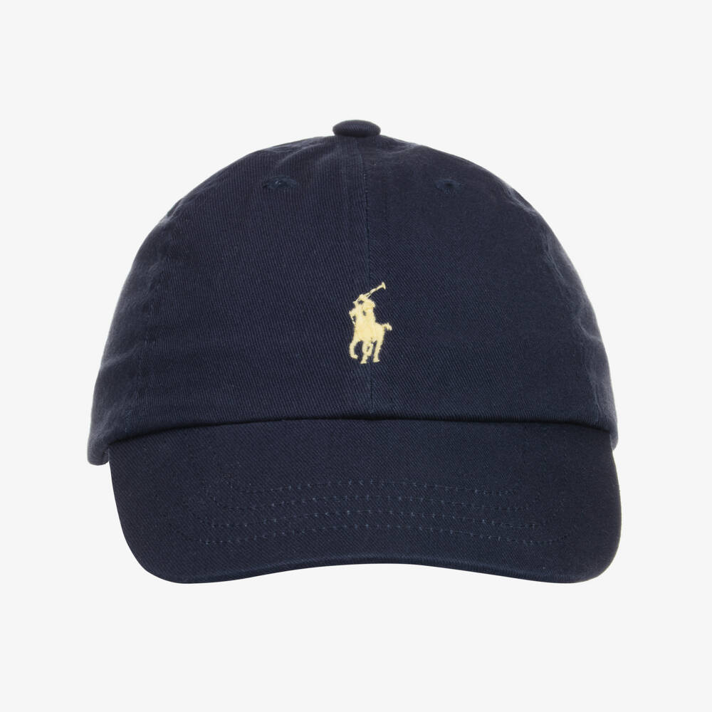 Ralph Lauren-Navy Blue Cotton Pony Logo Baby Cap | Childrensalon