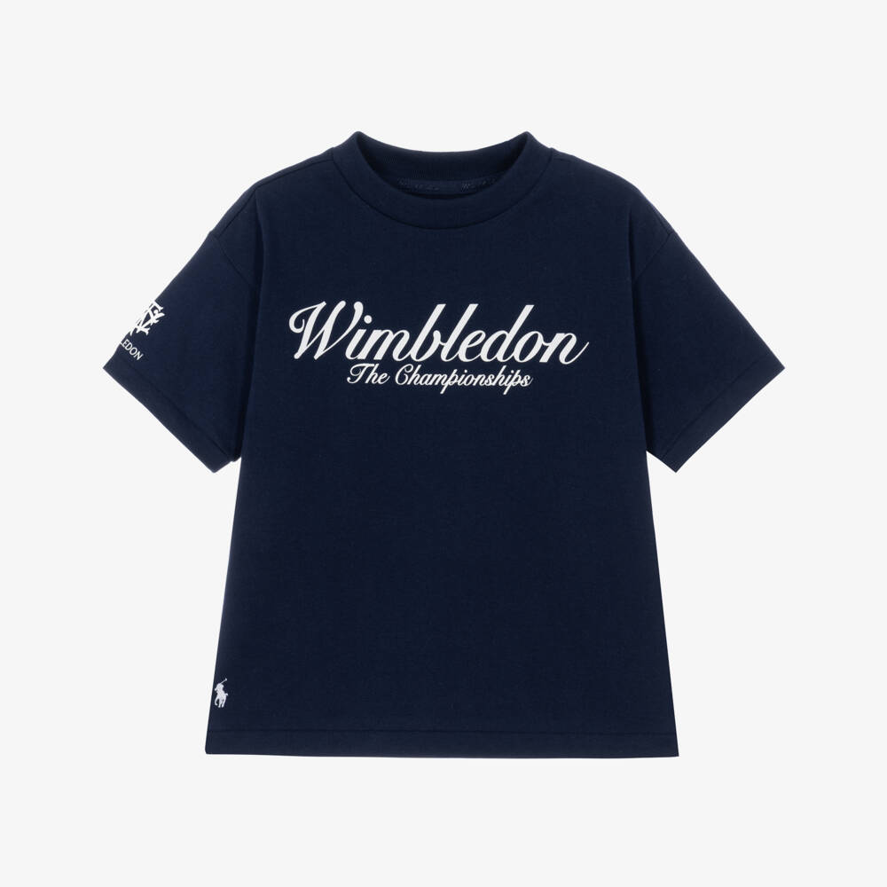Ralph Lauren-Navy Blue Cotton Wimbledon Collection T-Shirt | Childrensalon
