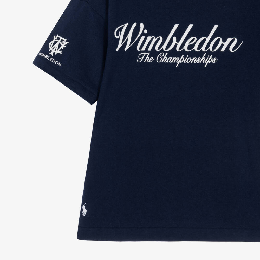Ralph Lauren-Navy Blue Cotton Wimbledon Collection T-Shirt | Childrensalon