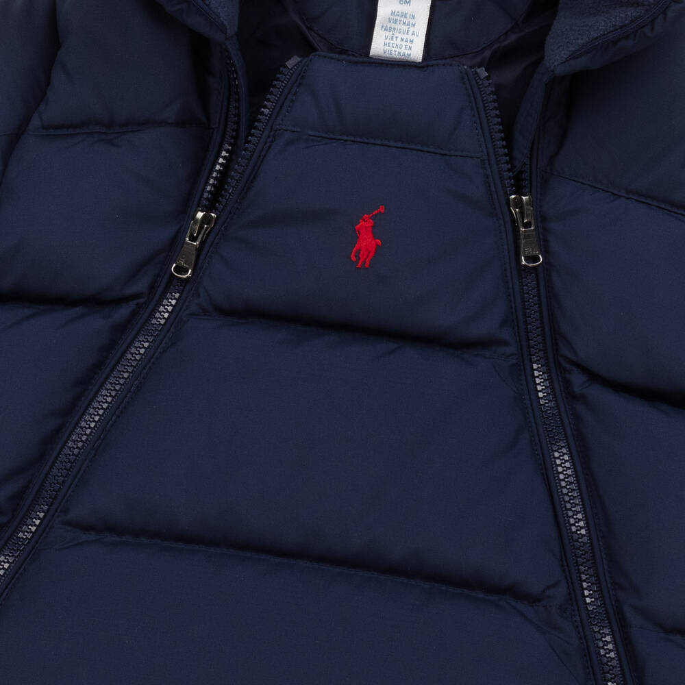 Ralph Lauren-Navy Blue Down Padded Snowsuit | Childrensalon