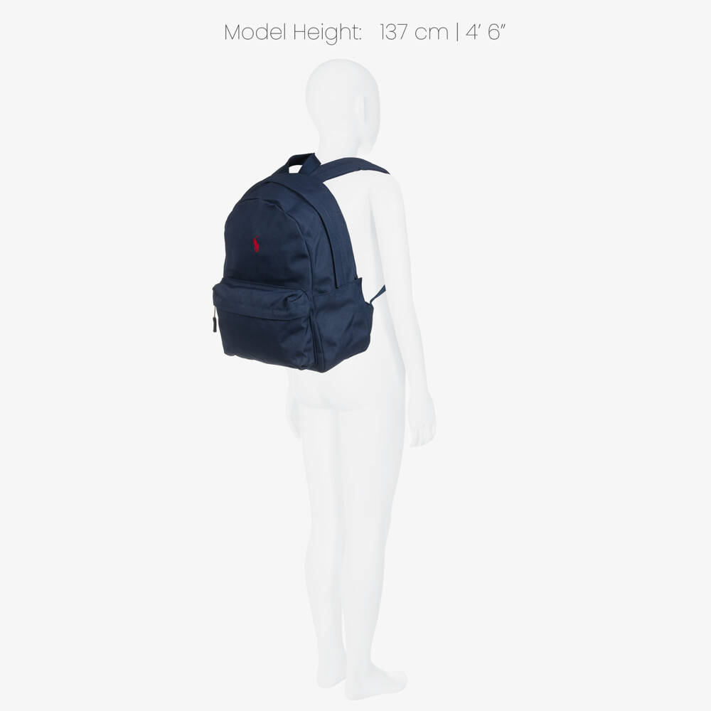 Ralph Lauren-Navy Blue Pony Logo Backpack (36cm) | Childrensalon