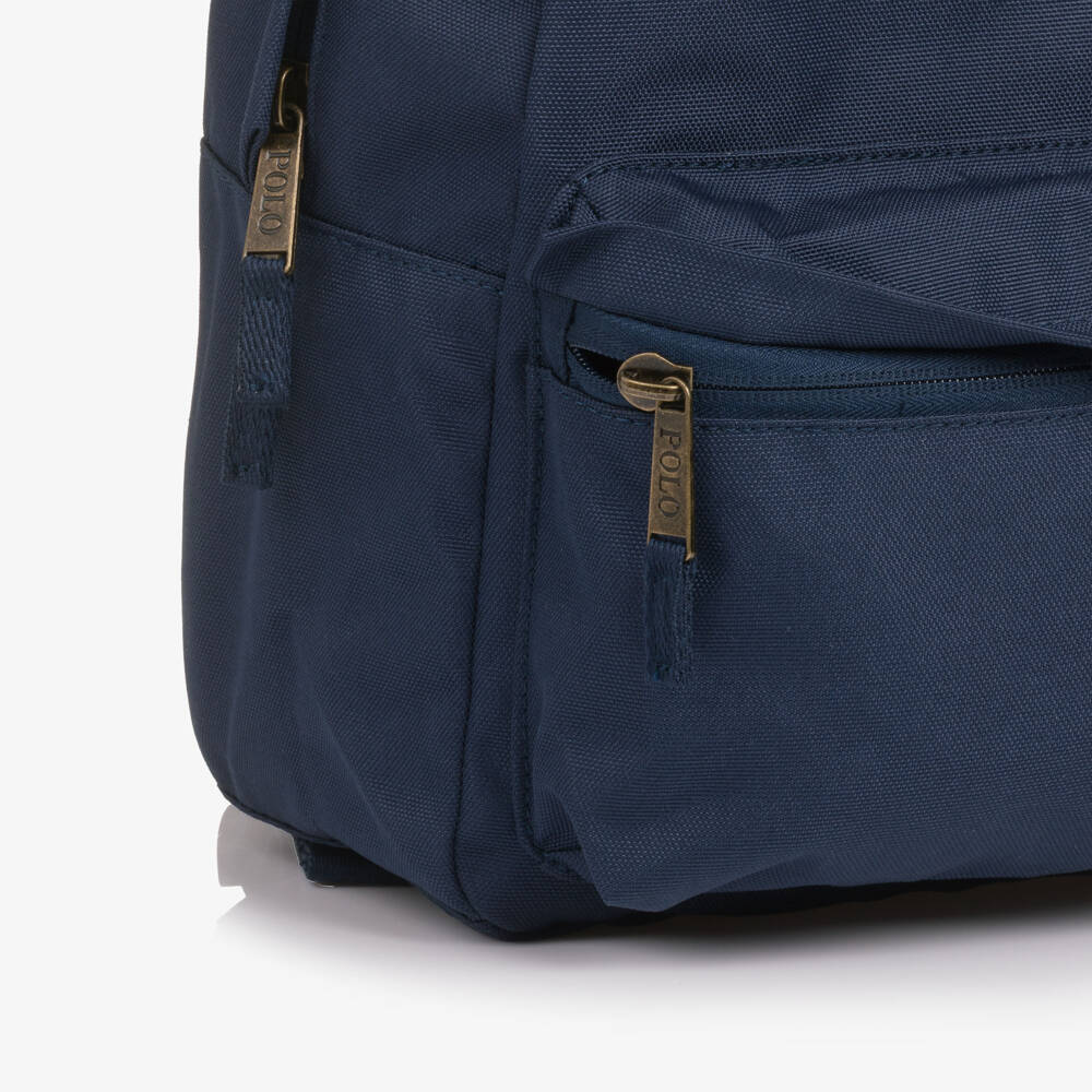 Ralph Lauren-Navy Blue Pony Logo Backpack (36cm) | Childrensalon