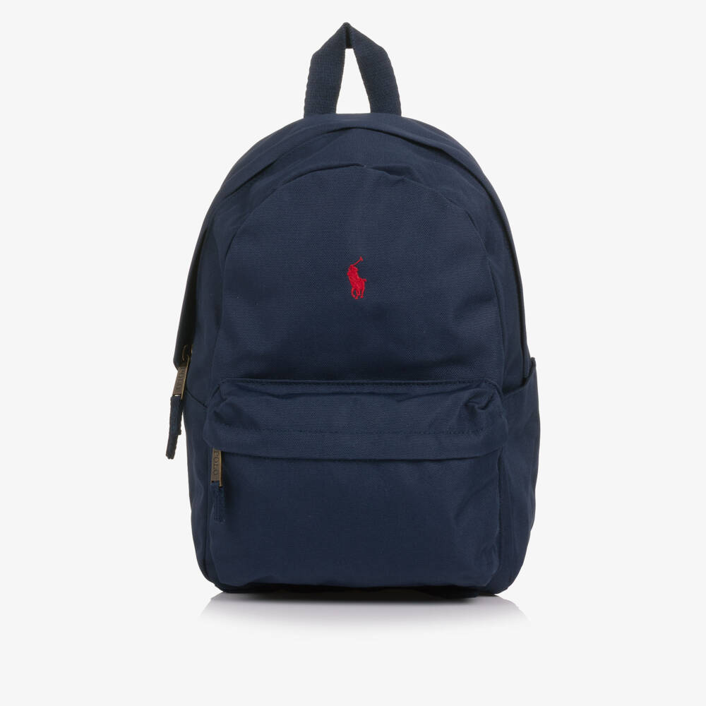 Ralph Lauren-Navy Blue Pony Logo Backpack (36cm) | Childrensalon