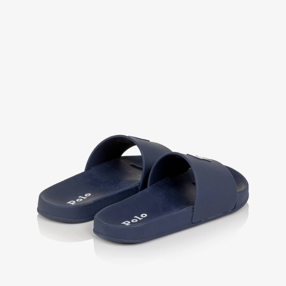 Ralph Lauren-Синие шлепанцы с логотипом пони | Childrensalon