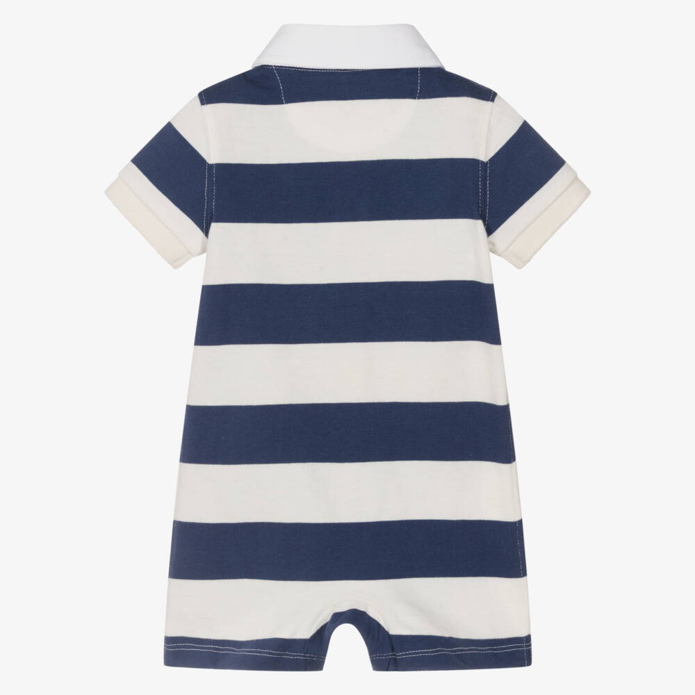 Ralph Lauren-Baby Boys Navy Blue & Ivory Stripe Cotton Shortie | Childrensalon