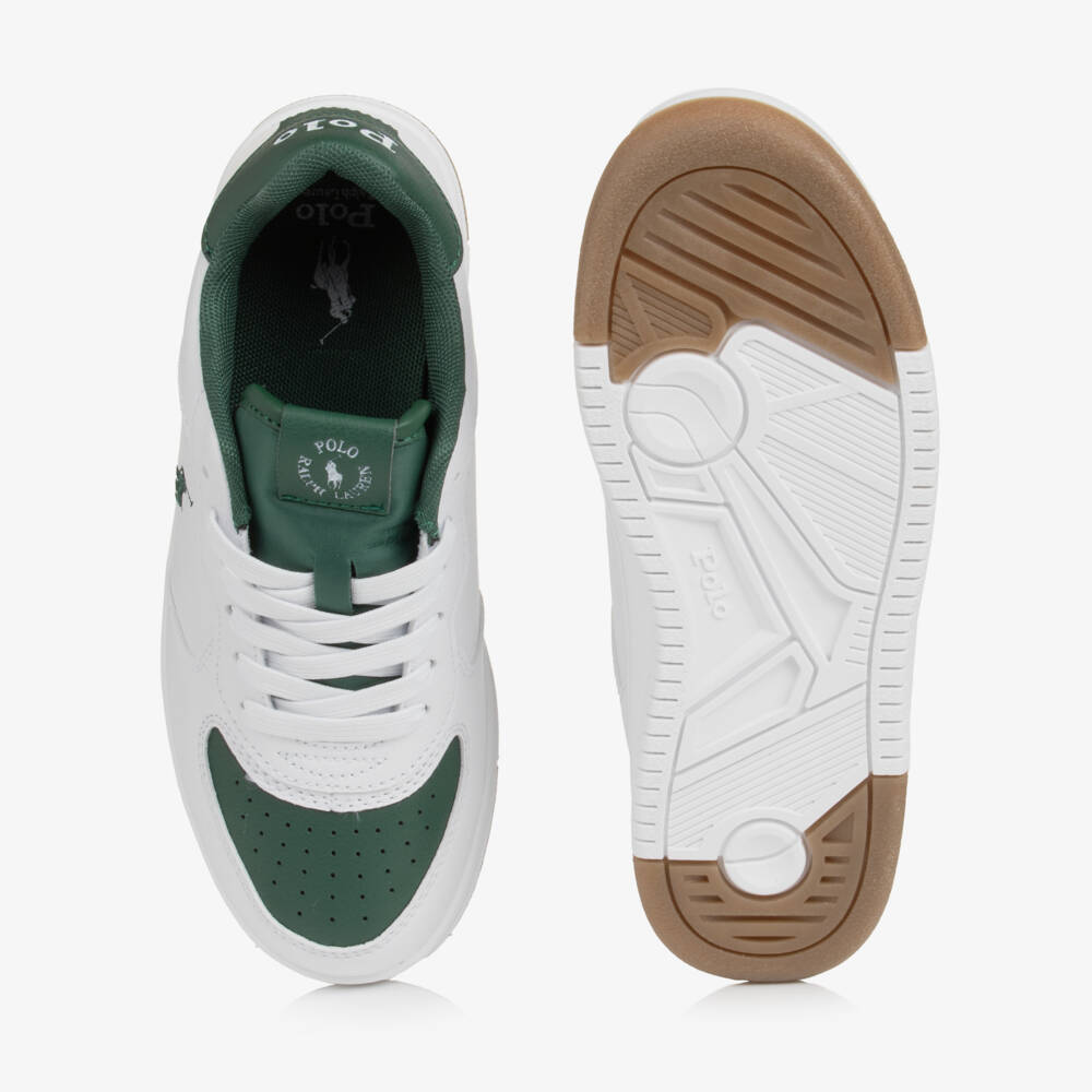 Ralph Lauren-Older Boys White Faux Leather Masters Court Trainers | Childrensalon