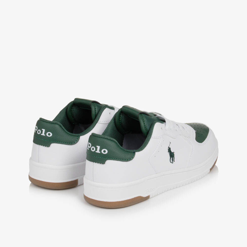 Ralph Lauren-Older Boys White Faux Leather Masters Court Trainers | Childrensalon