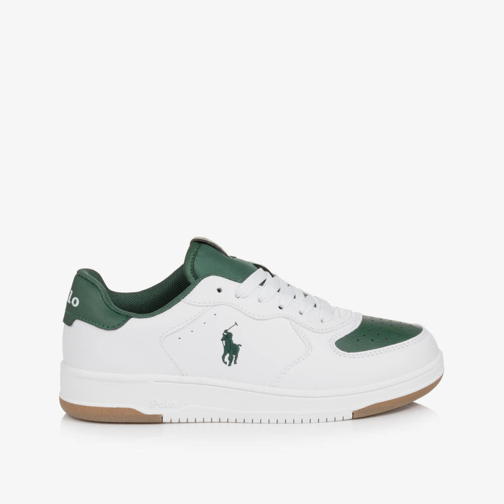 Ralph Lauren-Older Boys White Faux Leather Masters Court Trainers | Childrensalon
