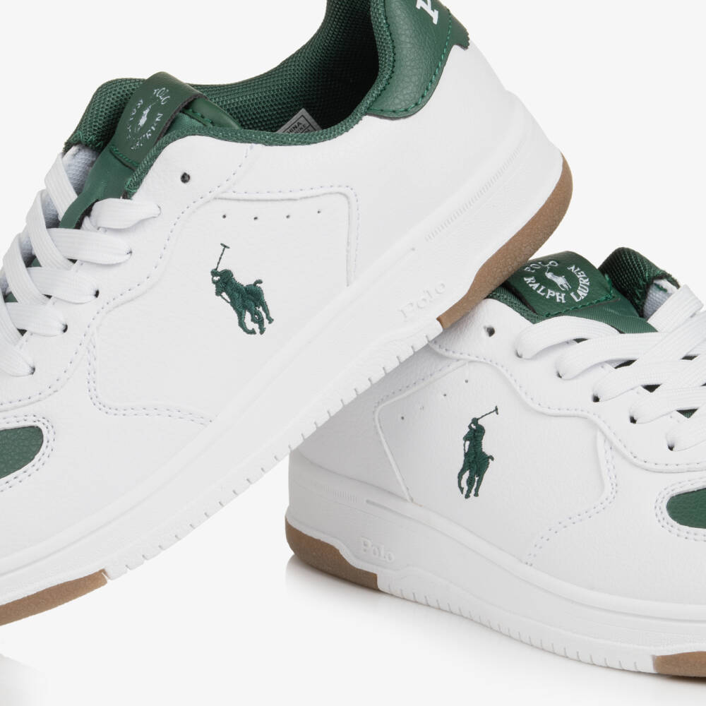 Ralph Lauren-Older Boys White Faux Leather Masters Court Trainers | Childrensalon