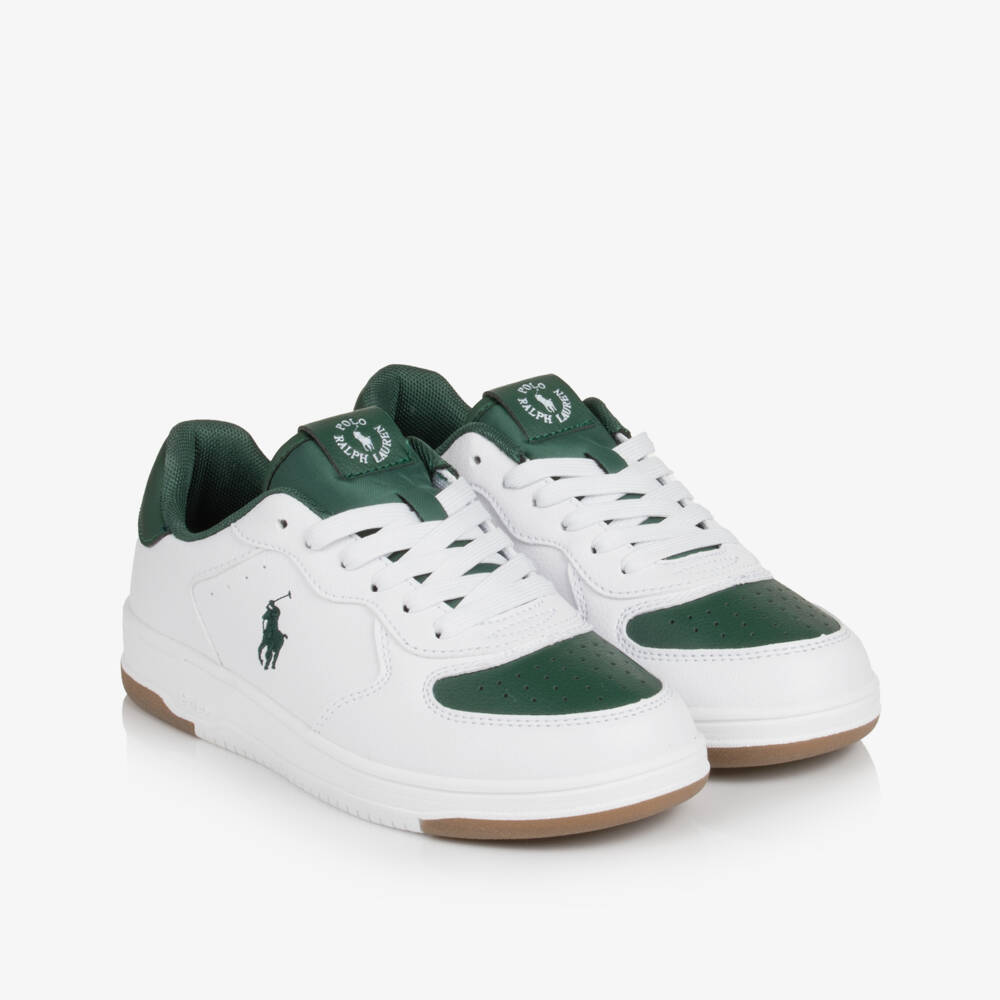 Ralph Lauren-Older Boys White Faux Leather Masters Court Trainers | Childrensalon