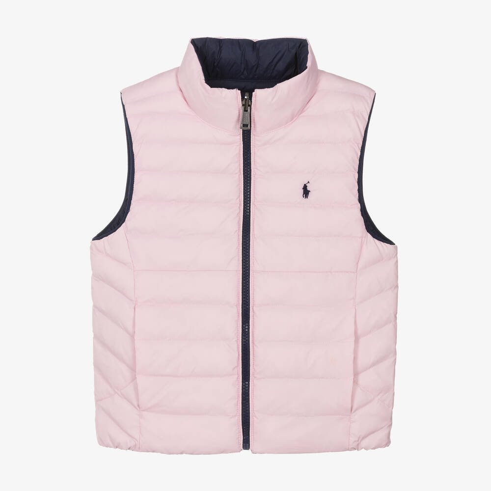 Ralph Lauren-Pink & Blue P-Layer 2 Reversible Gilet | Childrensalon