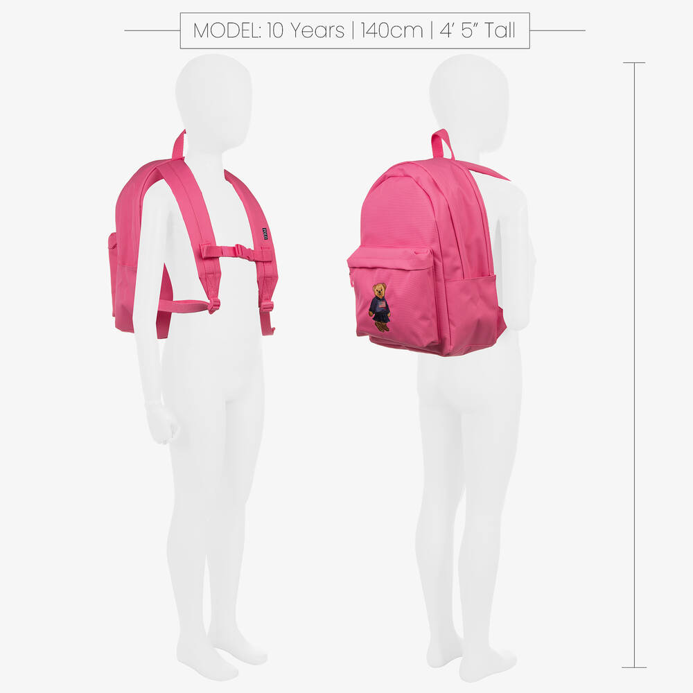 Ralph Lauren-حقيبة ظهر بولو بير كانفاس لون زهري (44 سم) | Childrensalon