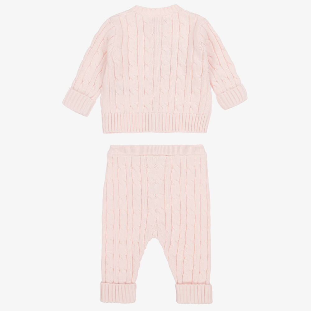 Ralph Lauren-Брючный комплект розовый хлопковый для малышек | Childrensalon