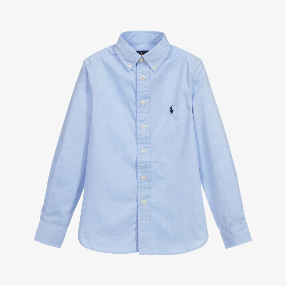 Polo Ralph Lauren-Teen Boys Blue Cotton Logo Shirt | Childrensalon
