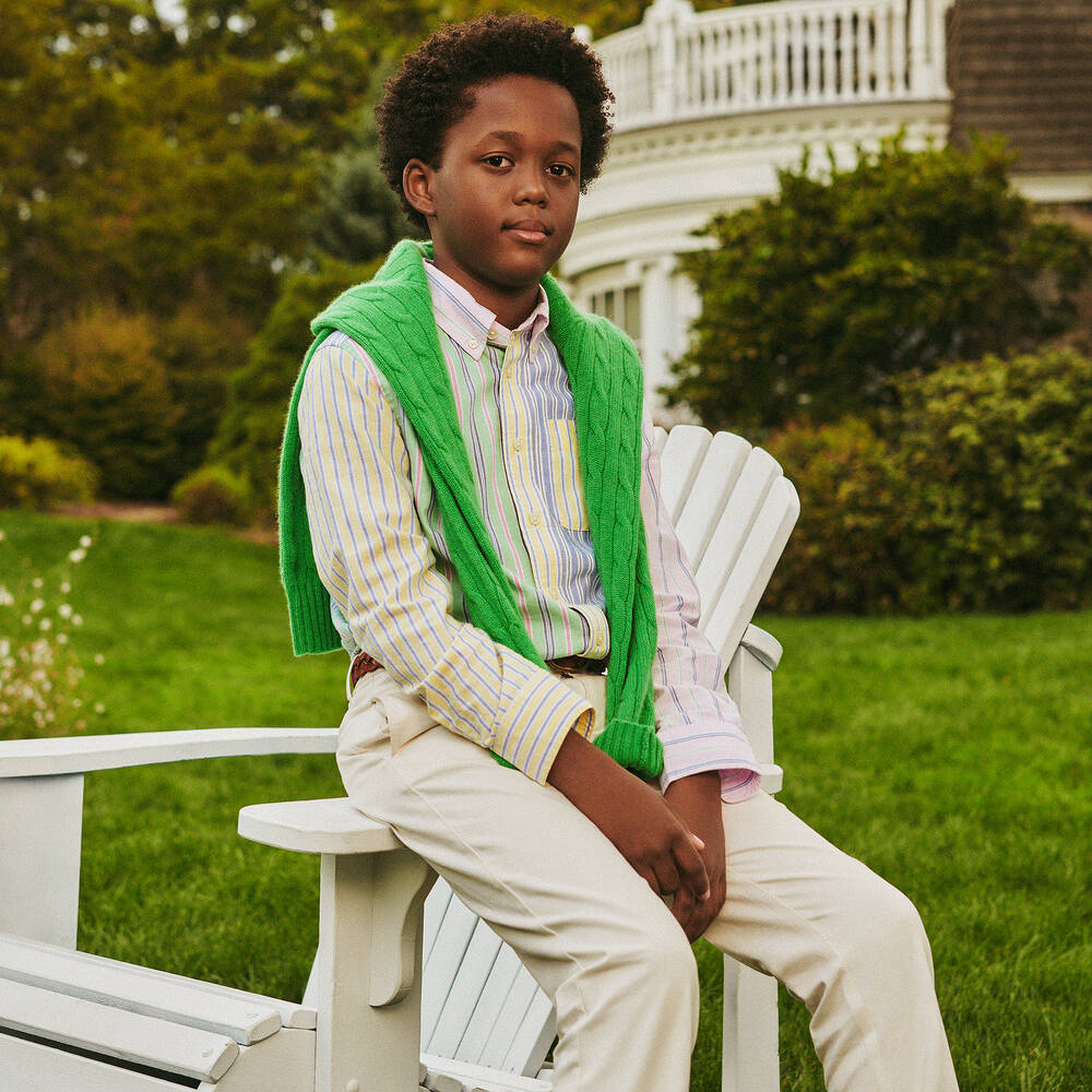 Ralph Lauren-Teen Boys Ivory Slim Stretch Denim Jeans | Childrensalon