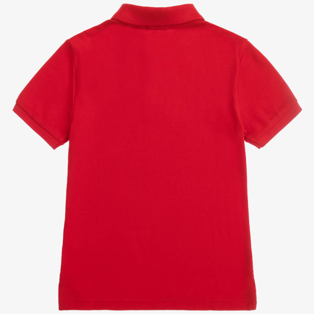 Polo Ralph Lauren-قميص بولو قطن بيكيه لون أحمر | Childrensalon