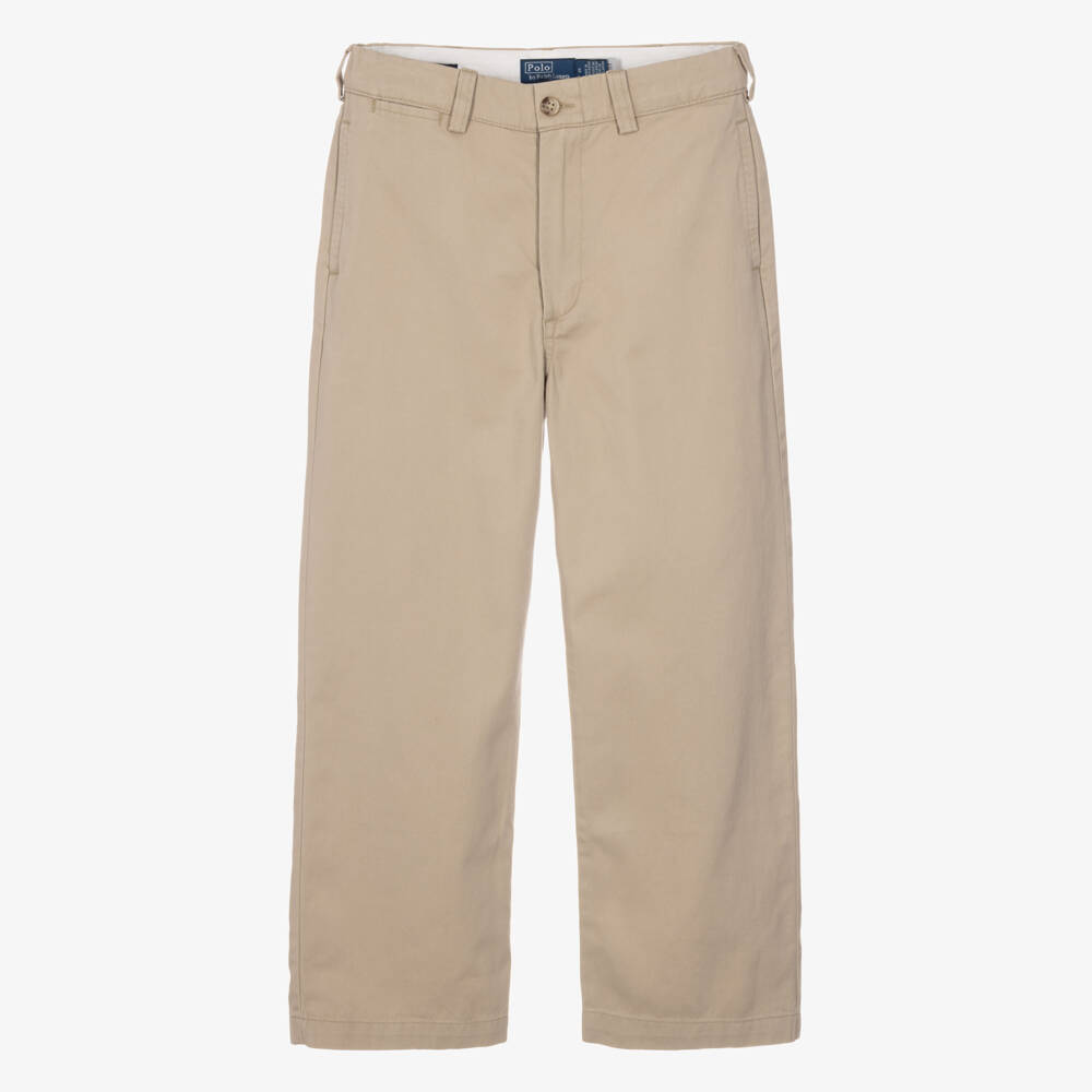 Ralph Lauren-The Big Chino Trousers in Beige Cotton Twill | Childrensalon