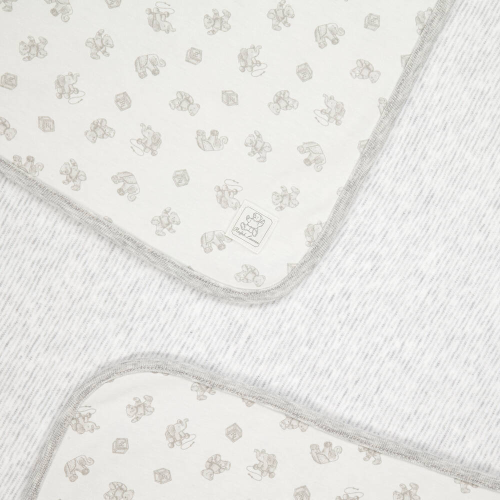 Ralph Lauren-White Cotton Polo Bear Blanket (80cm) | Childrensalon