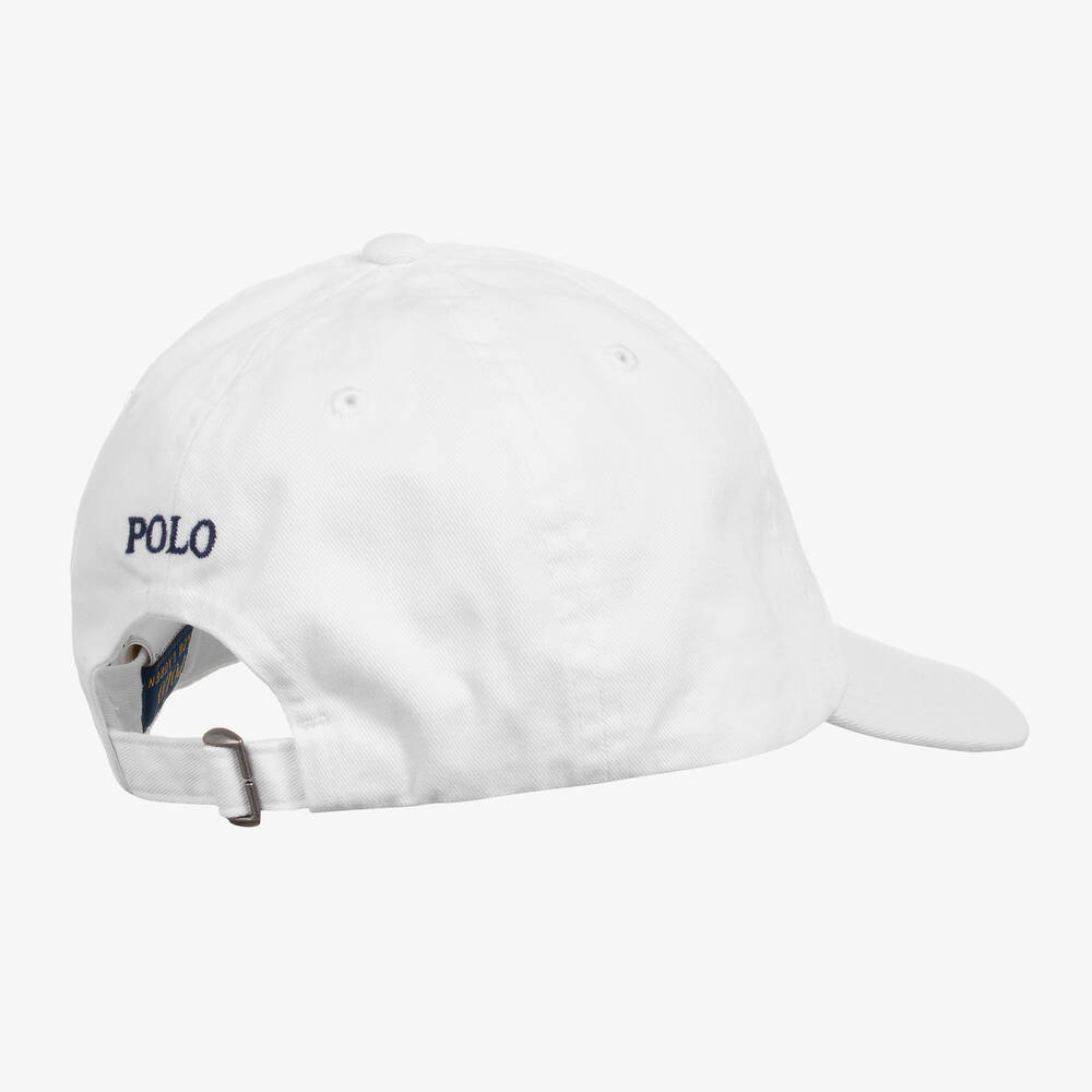 Ralph Lauren-White Cotton Pony Logo Cap | Childrensalon