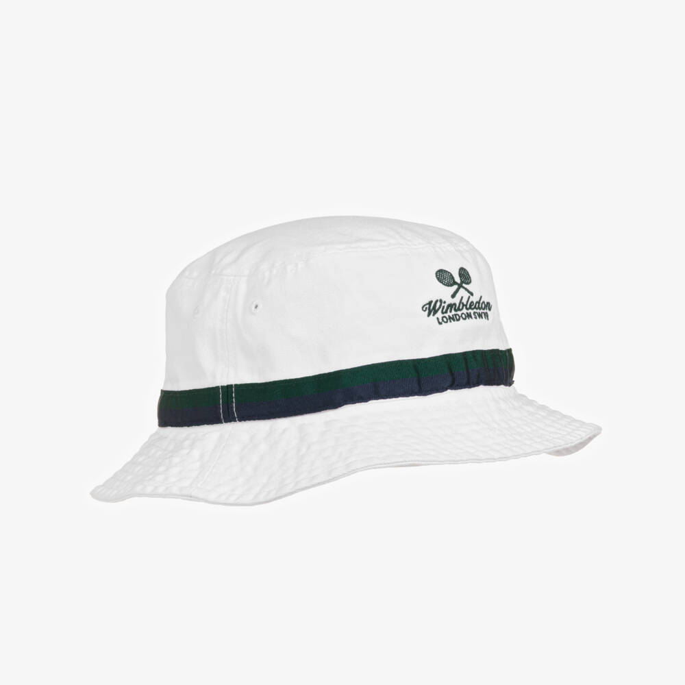 Ralph Lauren-White Cotton Wimbledon Bucket Hat | Childrensalon