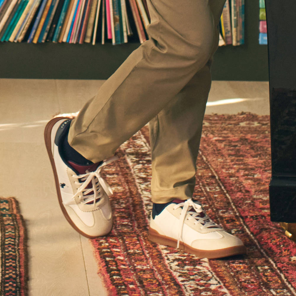 Ralph Lauren-White Faux Leather Lace-Up Hollis Trainers | Childrensalon