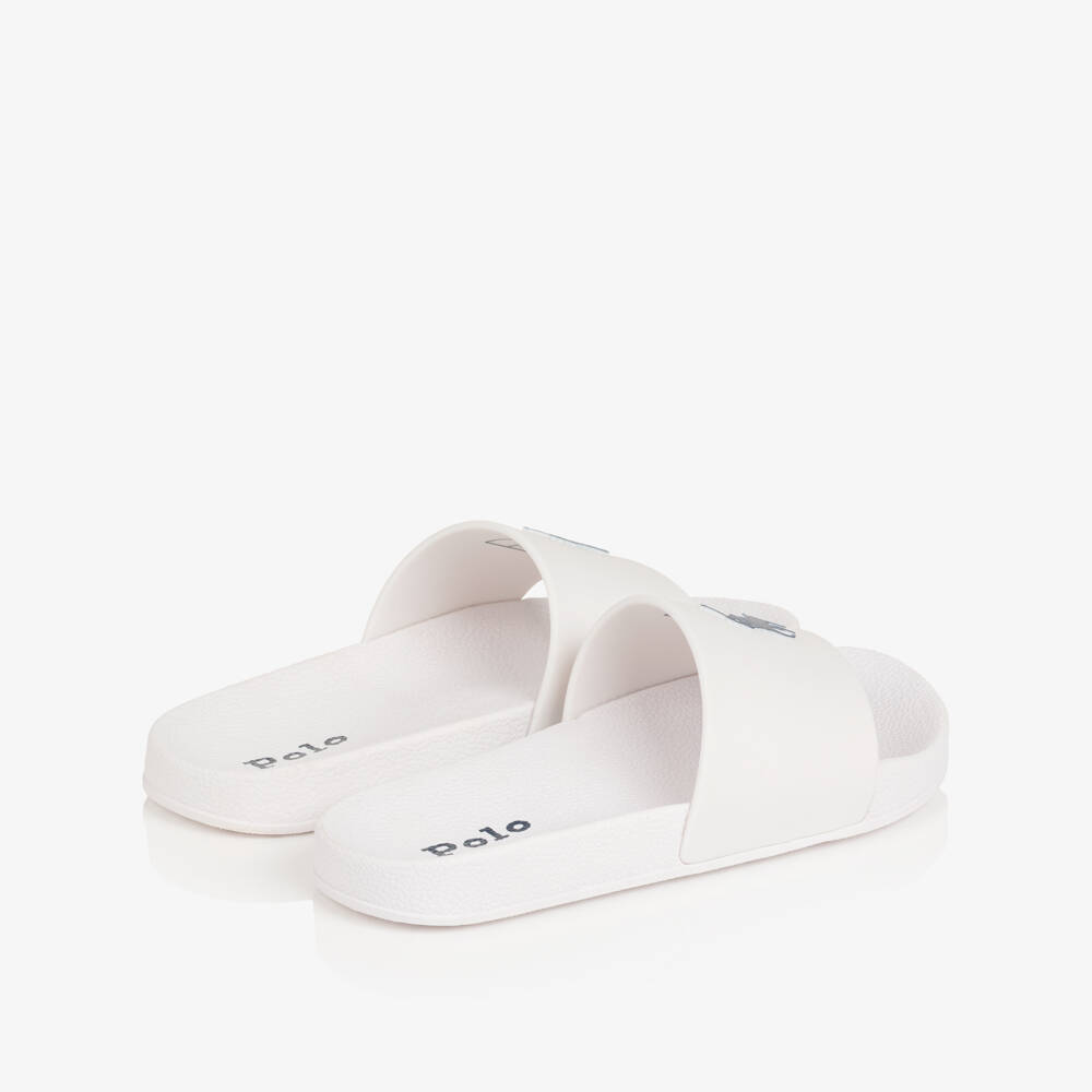 Ralph Lauren-Белые шлёпанцы с логотипом пони | Childrensalon