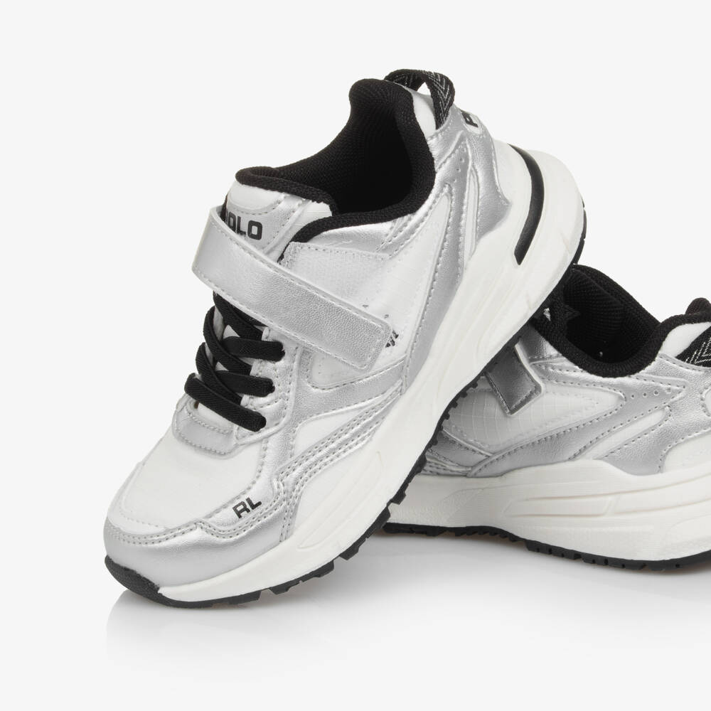 Ralph Lauren-White & Silver Trackster Trainers | Childrensalon