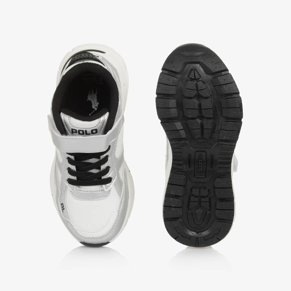 Ralph Lauren-White & Silver Trackster Trainers | Childrensalon