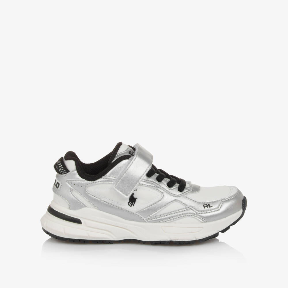 Ralph Lauren-White & Silver Trackster Trainers | Childrensalon