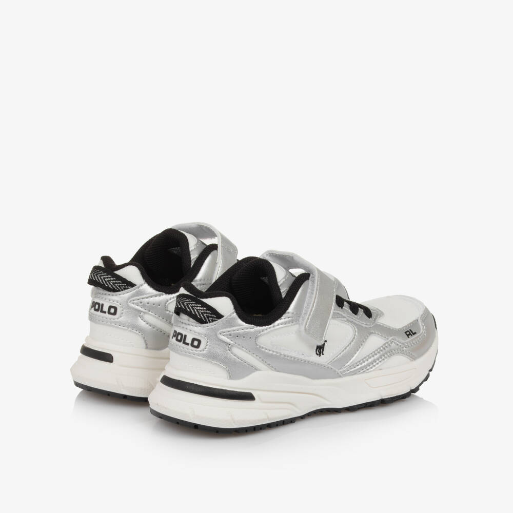 Ralph Lauren-White & Silver Trackster Trainers | Childrensalon