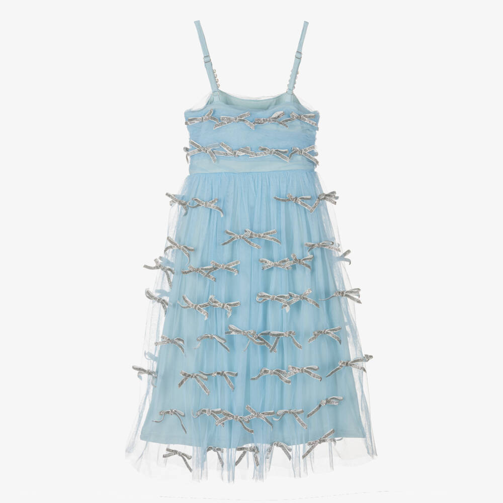 Blue Tulle Girl Party Dress with Bows main image 0