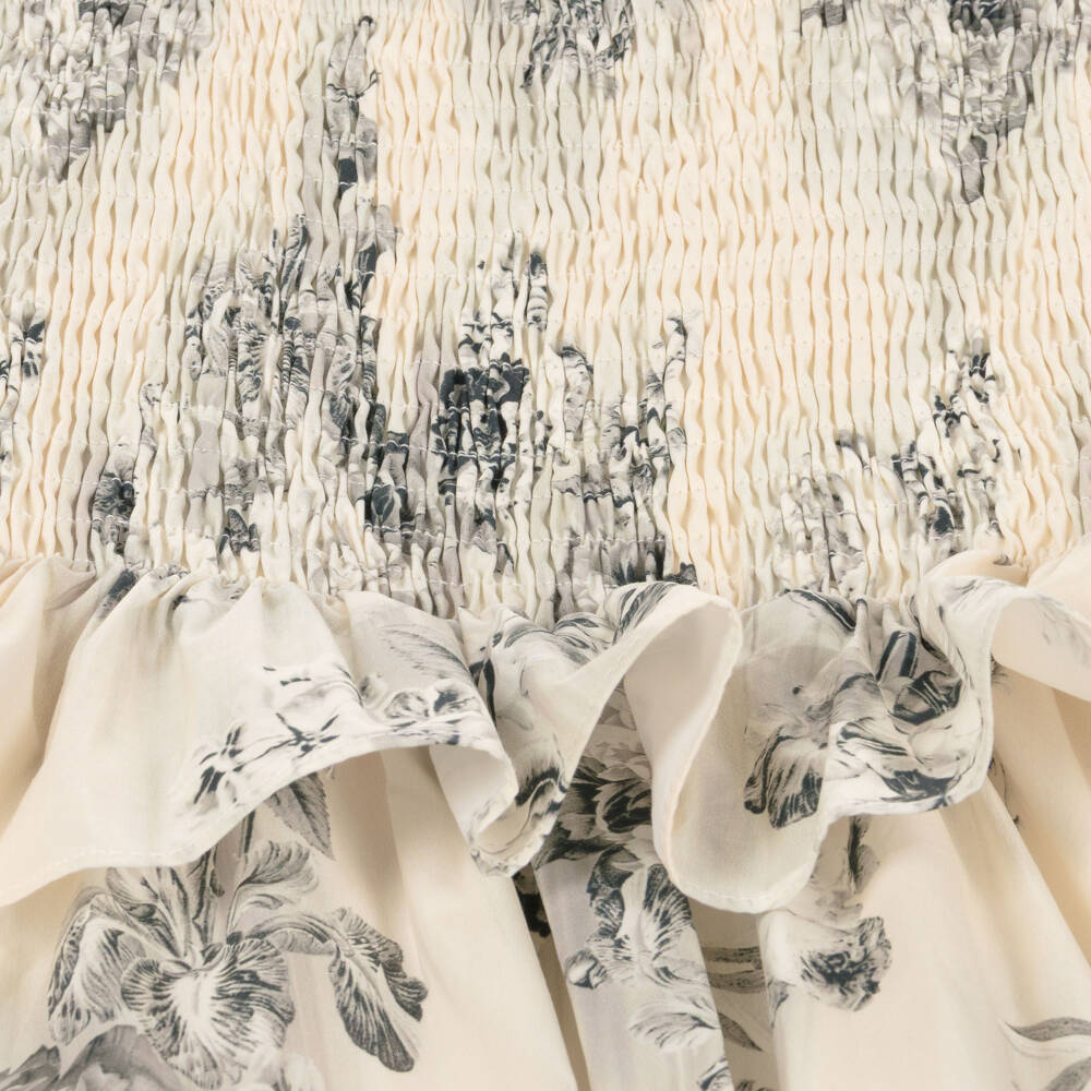 RaspberryPlum-Girls Ivory & Black Floral Print Cotton Dress | Childrensalon