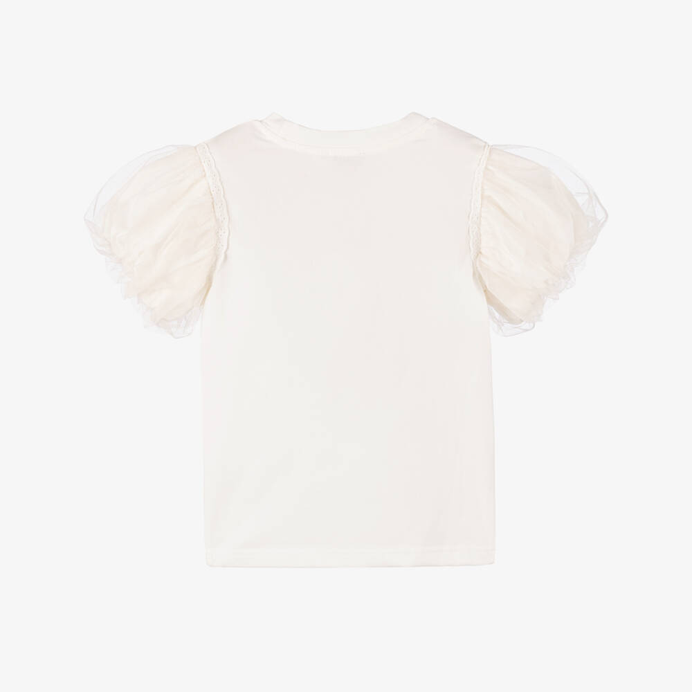 RaspberryPlum-Girls Ivory Cotton Necklace Print T-Shirt | Childrensalon
