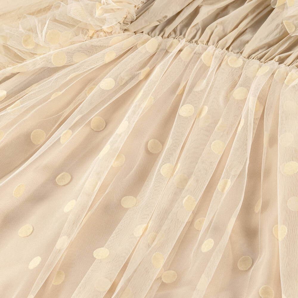 RaspberryPlum-Girls Ivory Tulle Ruffle Dress with Polka Dots | Childrensalon