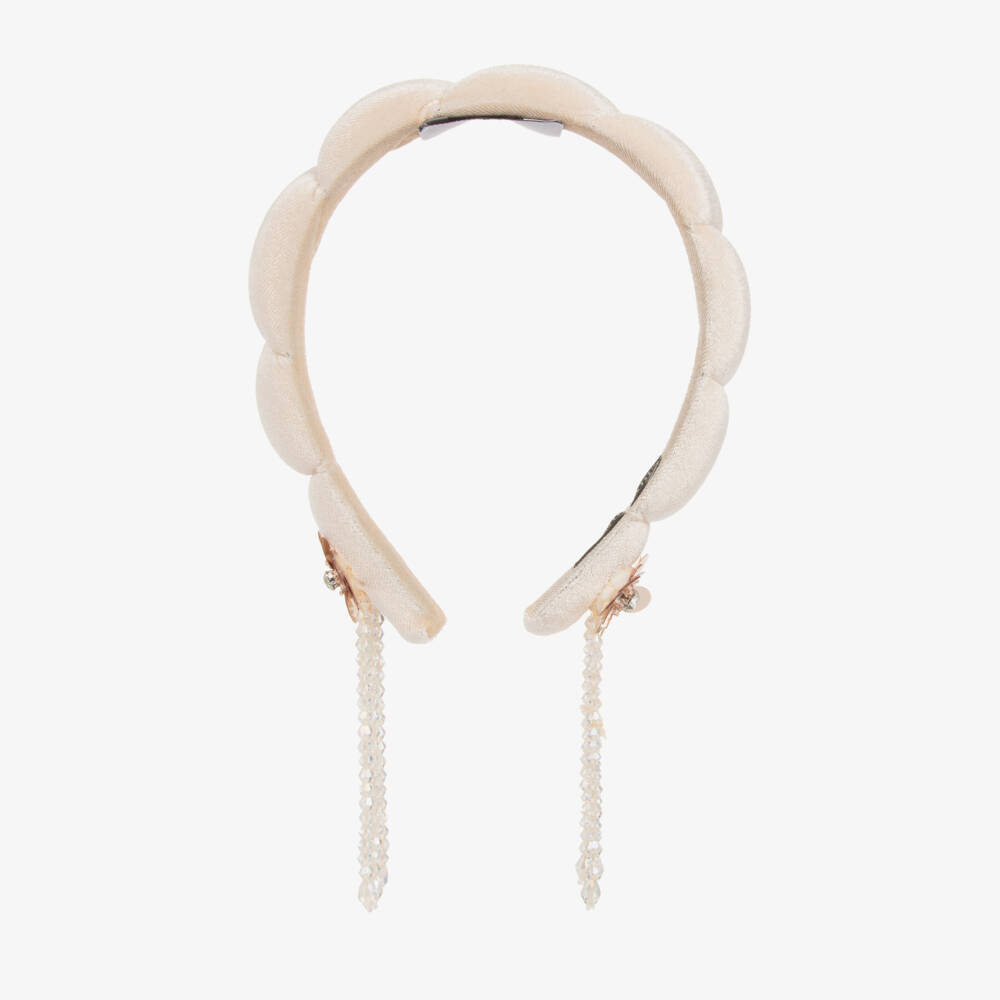 RaspberryPlum-طوق للشعر قطيفة لون عاجي للبنات | Childrensalon